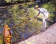 Gustave Caillebotte Boater Pulling on His Perissoire oil painting artist